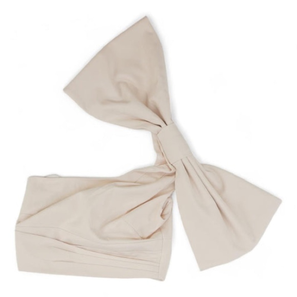 ASOS LUXE One Shoulder Bow Drape Top in Ivory